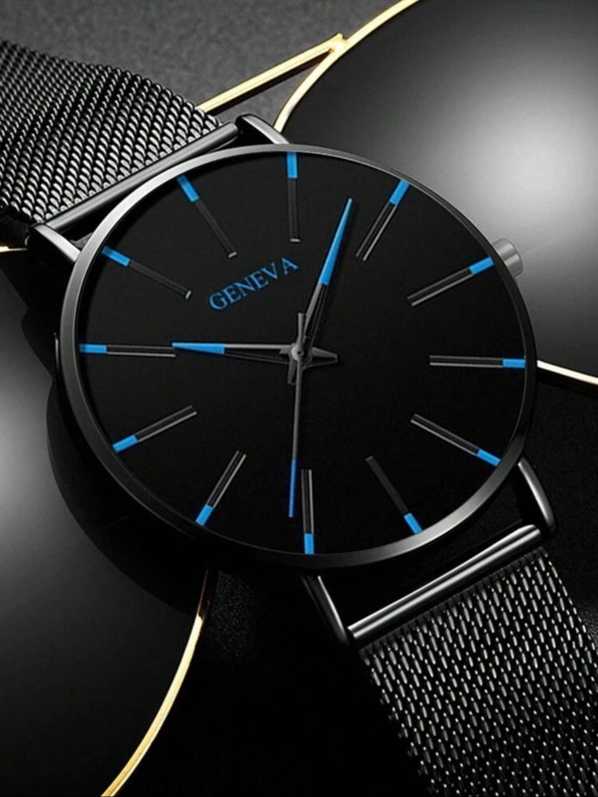 Montre à quartz ultra fine en mode décontracté,pour homme.